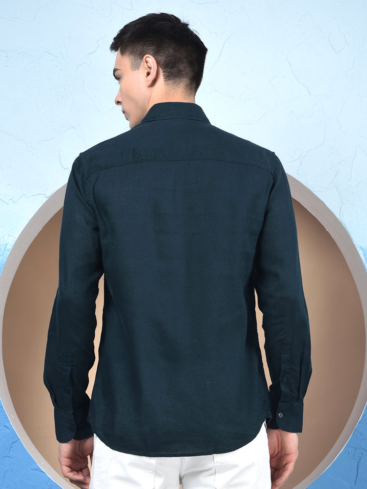 Midnight Teal Linen Shirt
