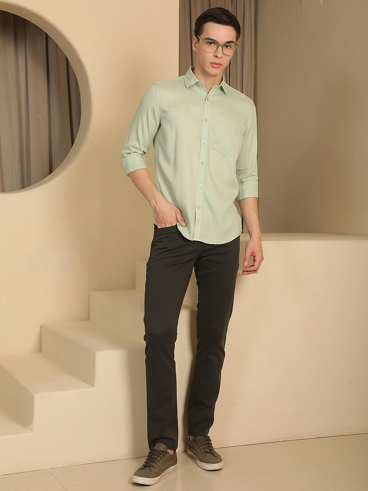 Green Vertical Stripes Shirt