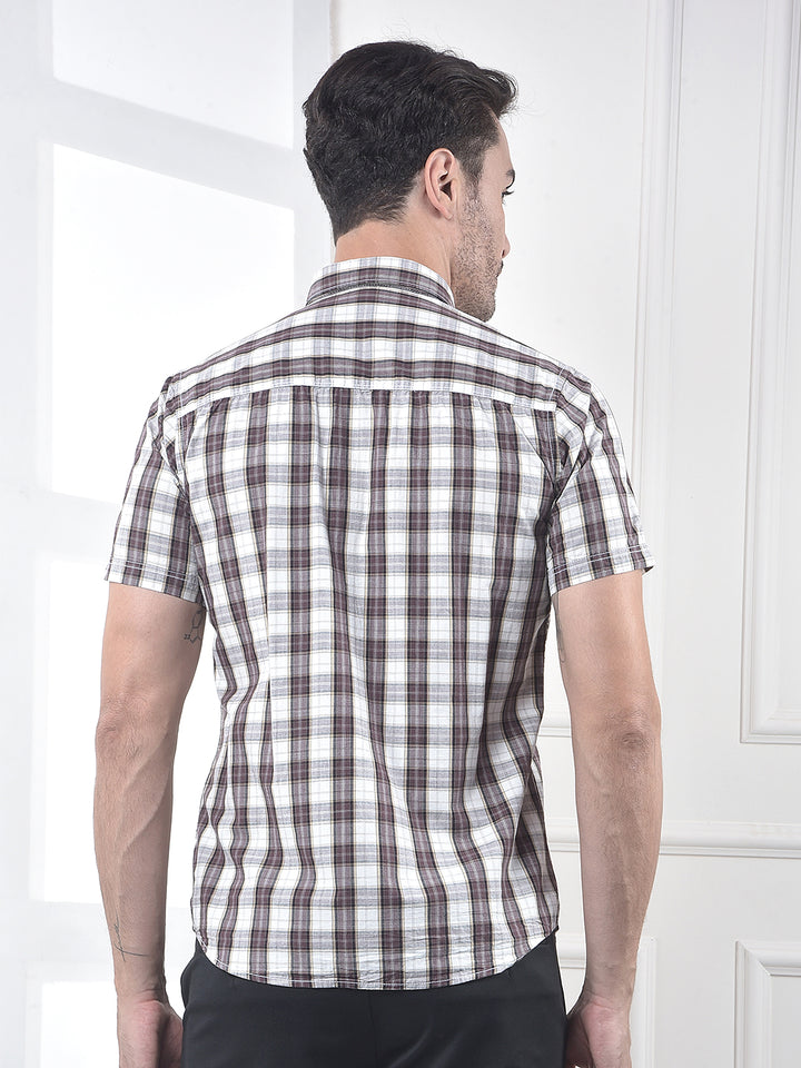 Brown Checked 100% Cotton Shirt