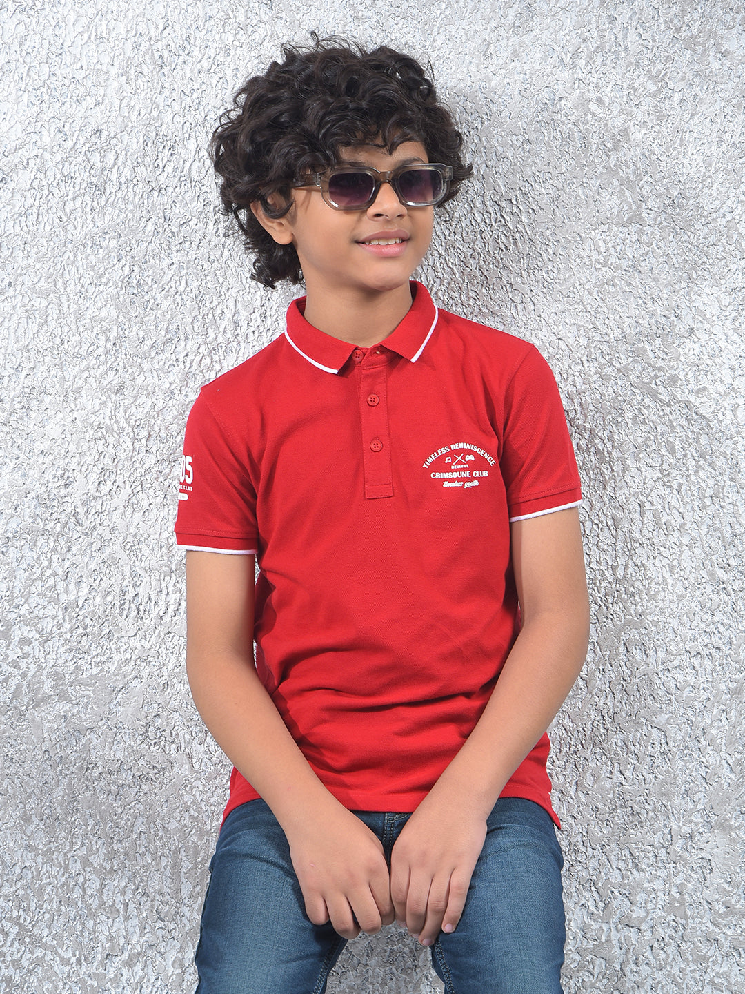 Pure Current Red Polo Neck T-Shirt