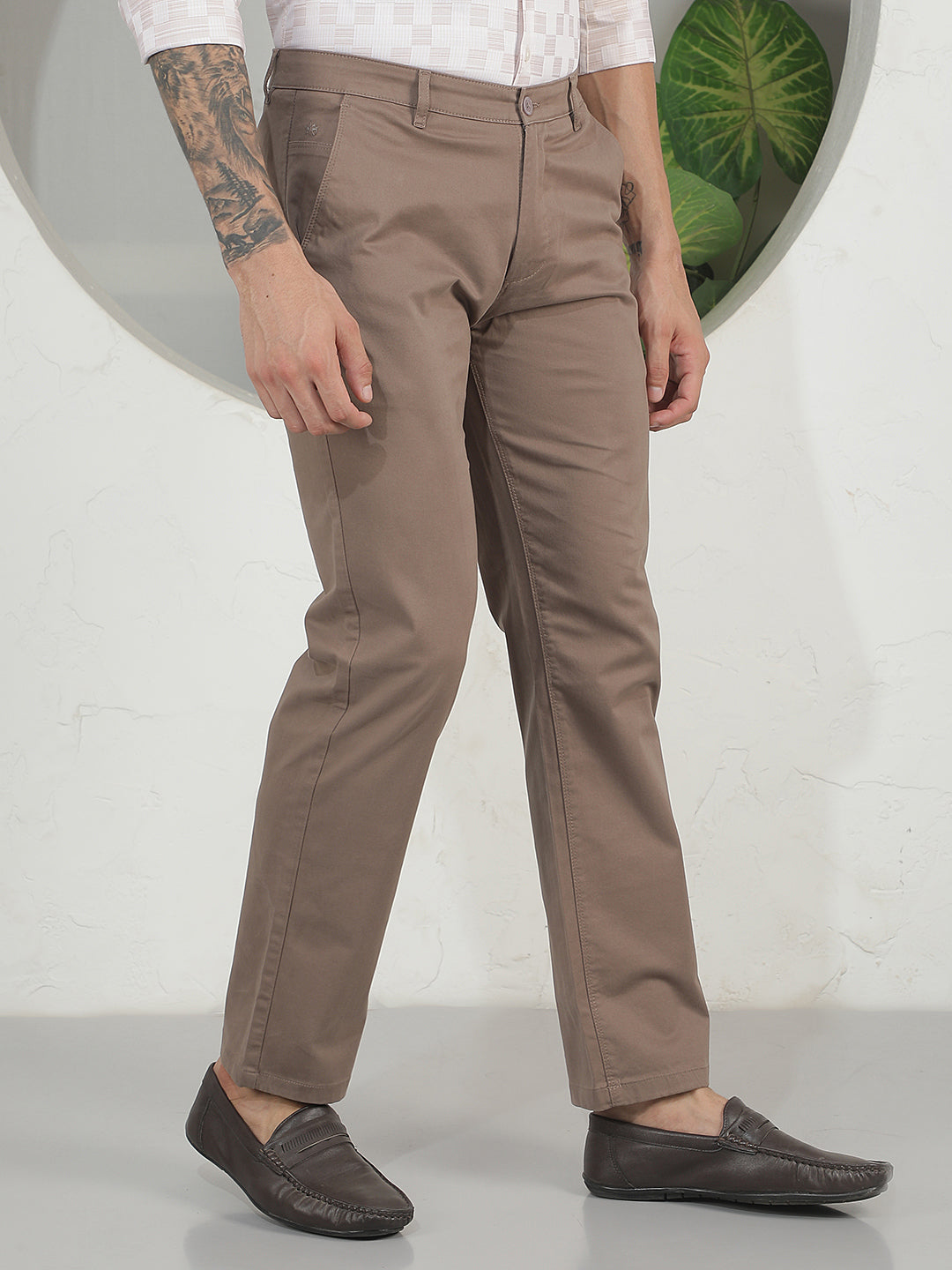 Modern Dune Khaki Straight Trousers