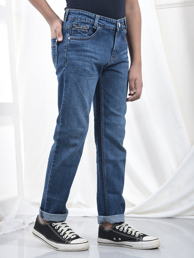 Chic Navy Blue Straight Jeans