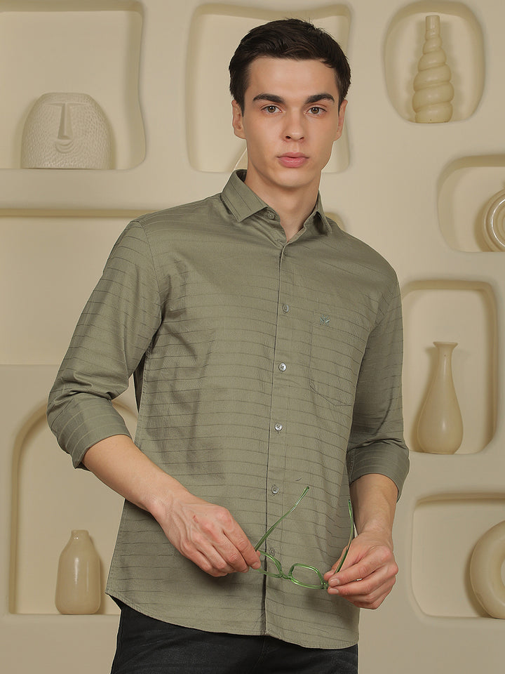Green Horizontal Stripes Shirt