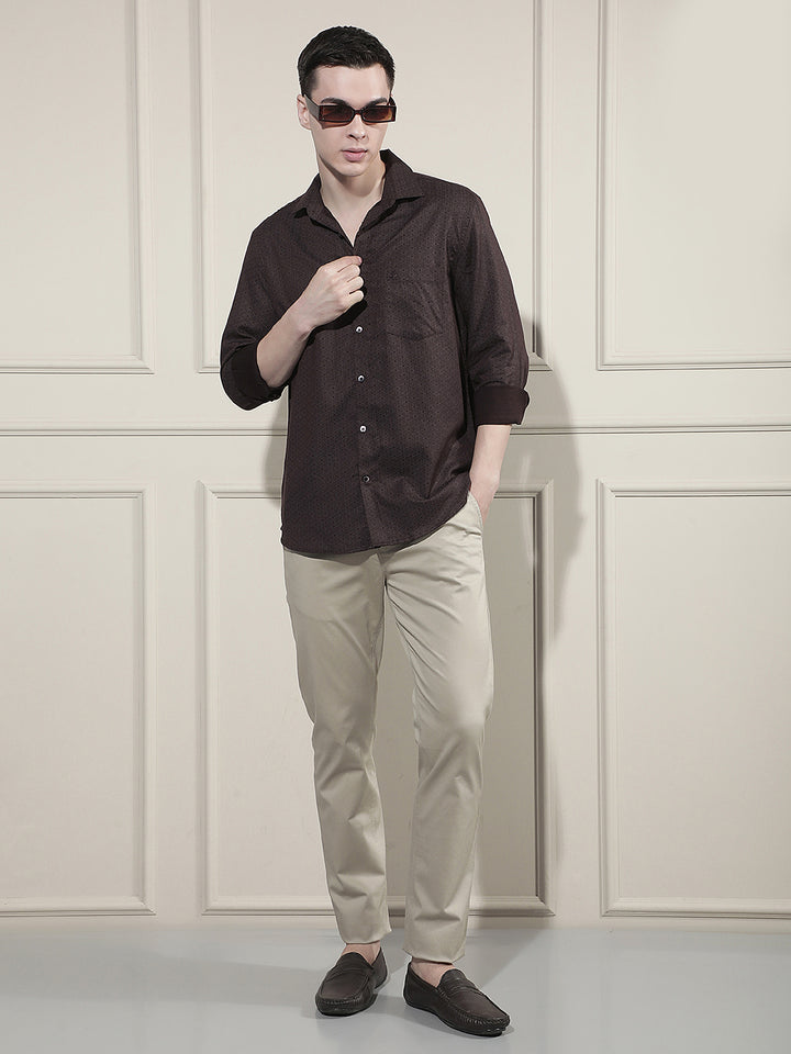New Brown Printed Shirt