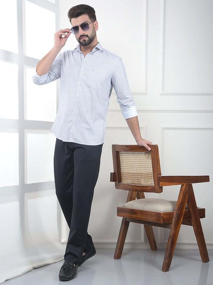 White Printed 100% Cotton Shirt