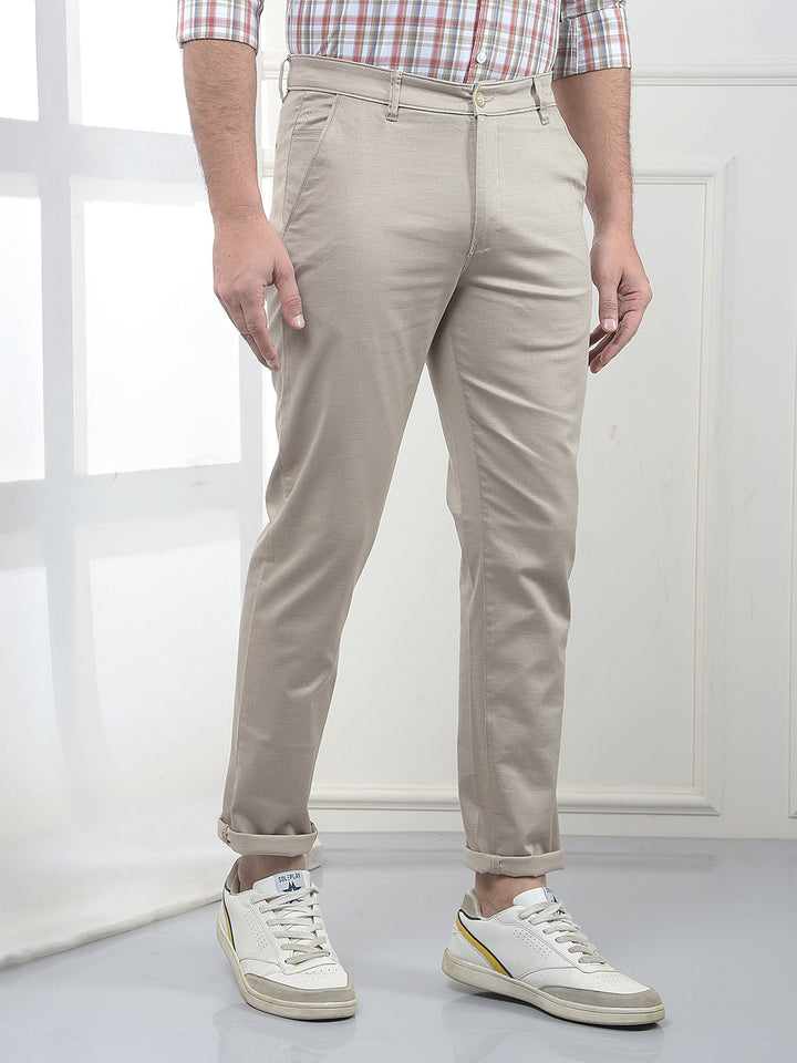 Beige Jacquard Trousers