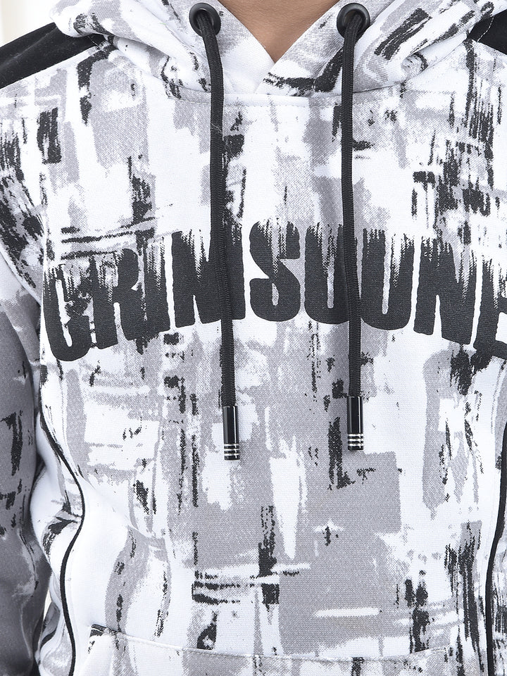 Black Printed Hooded Neck Sweatshirt