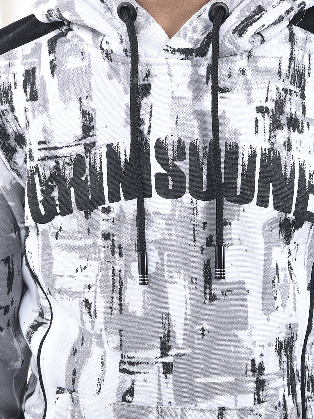 Black Printed Hooded Neck Sweatshirt