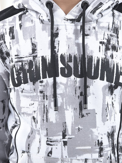 Black Printed Hooded Neck Sweatshirt