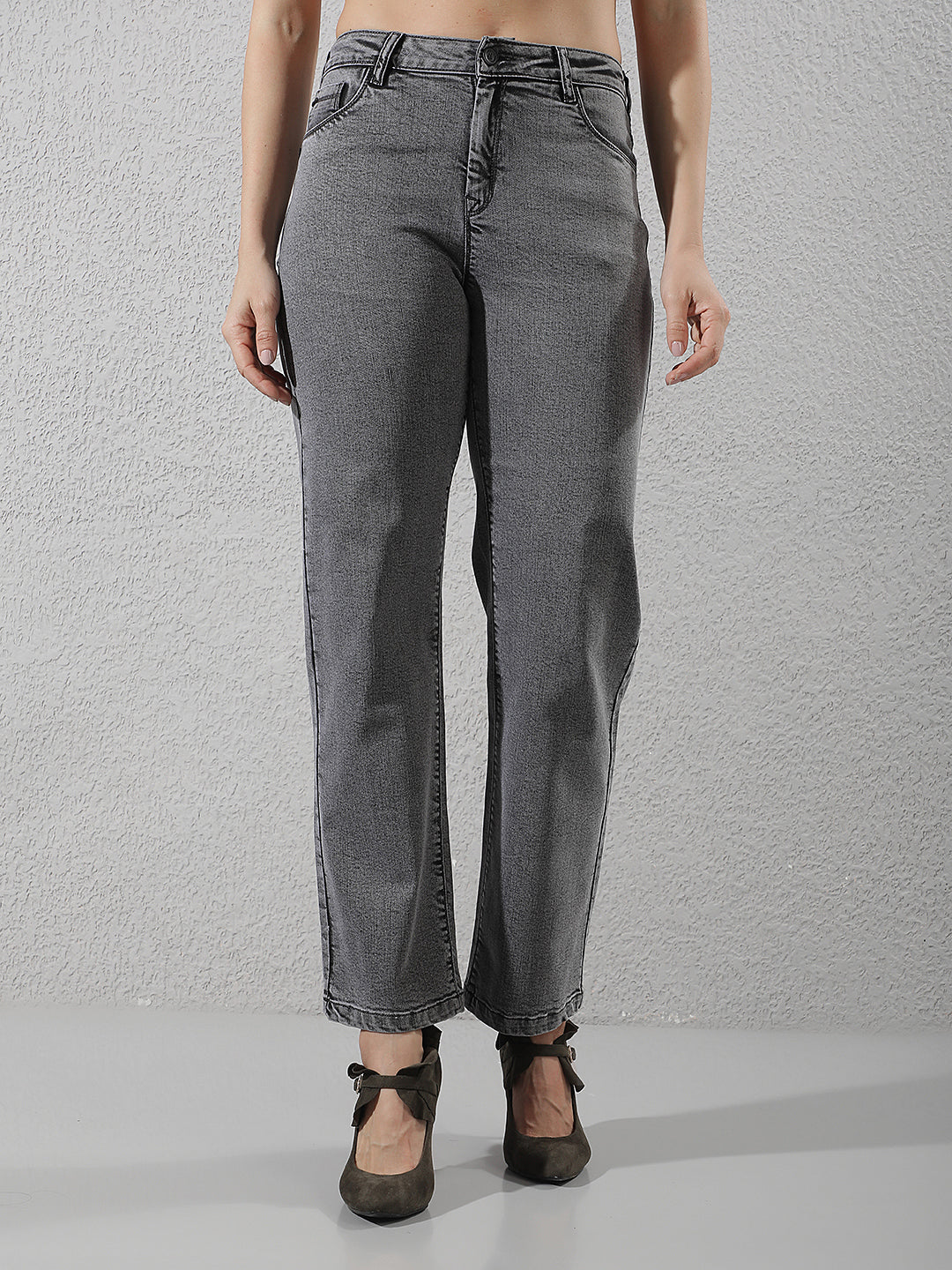 Chic Graphite Grey Straight Jeans