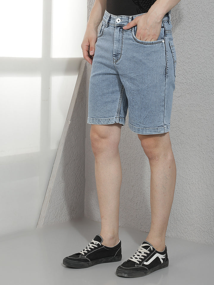 Trendy Light Blue Denim Shorts