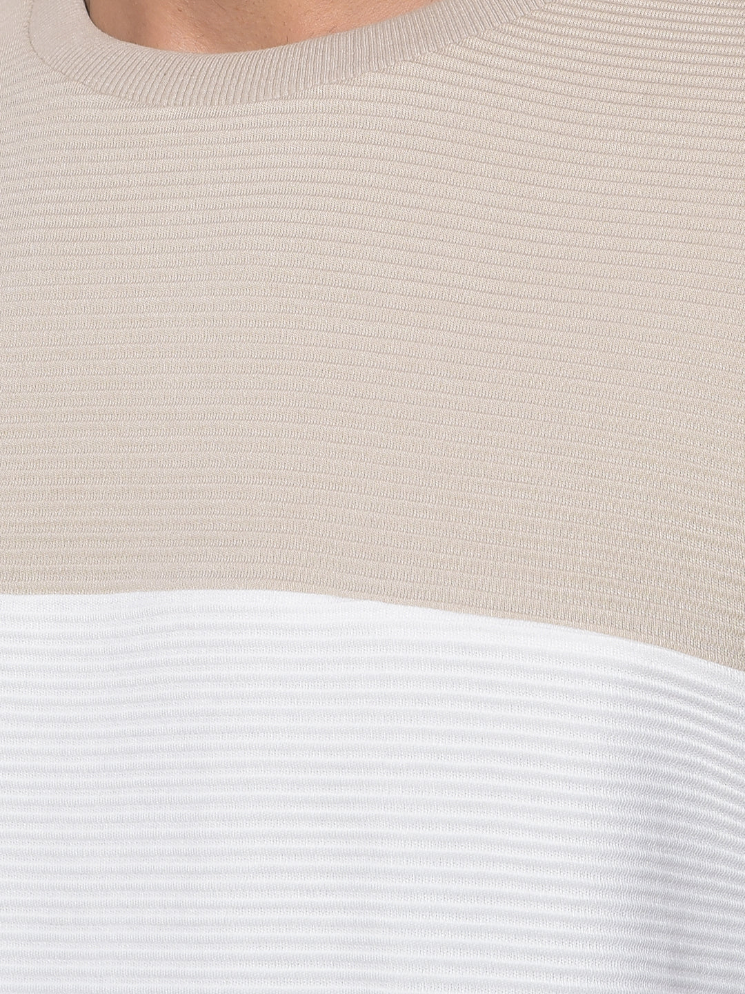Beige Color-Block Pure Cotton Sweatshirt