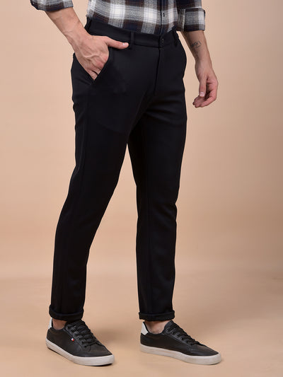 Chic Navy Blue Knitted Trousers