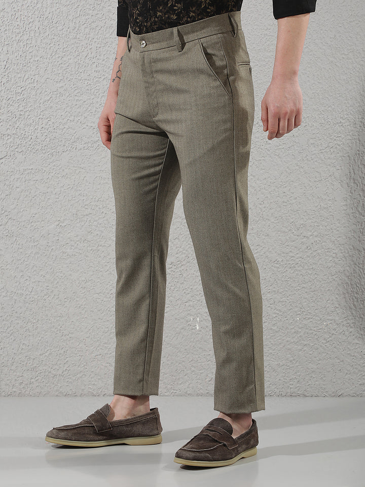 Olive Vertical Striped Trousers