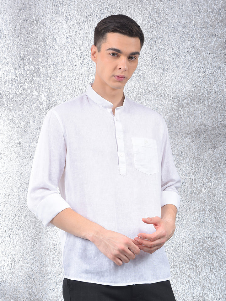 White Linen Kurta-Men Kurtas-Crimsoune Club
