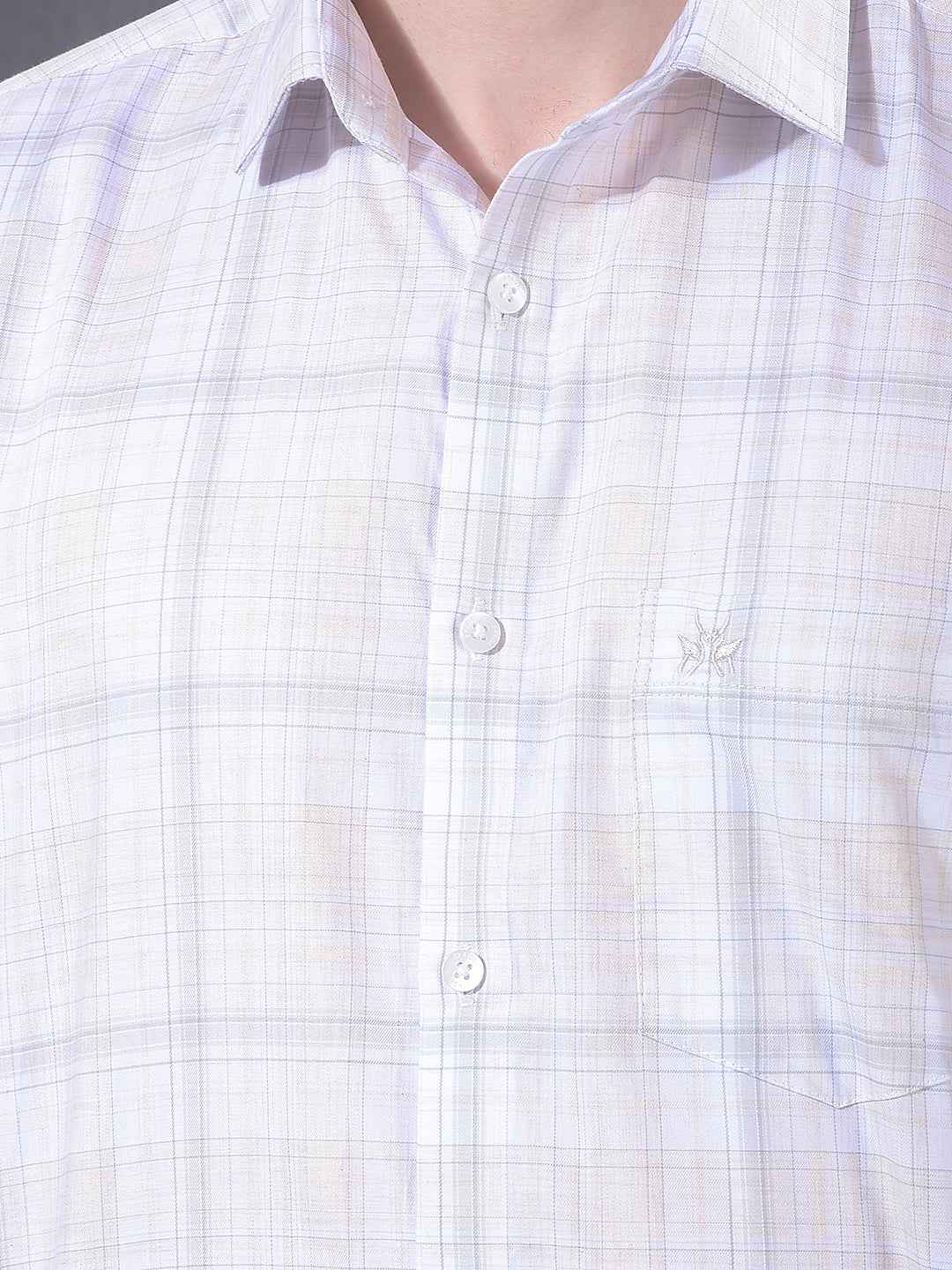 Beige Checked 100% Cotton Shirt