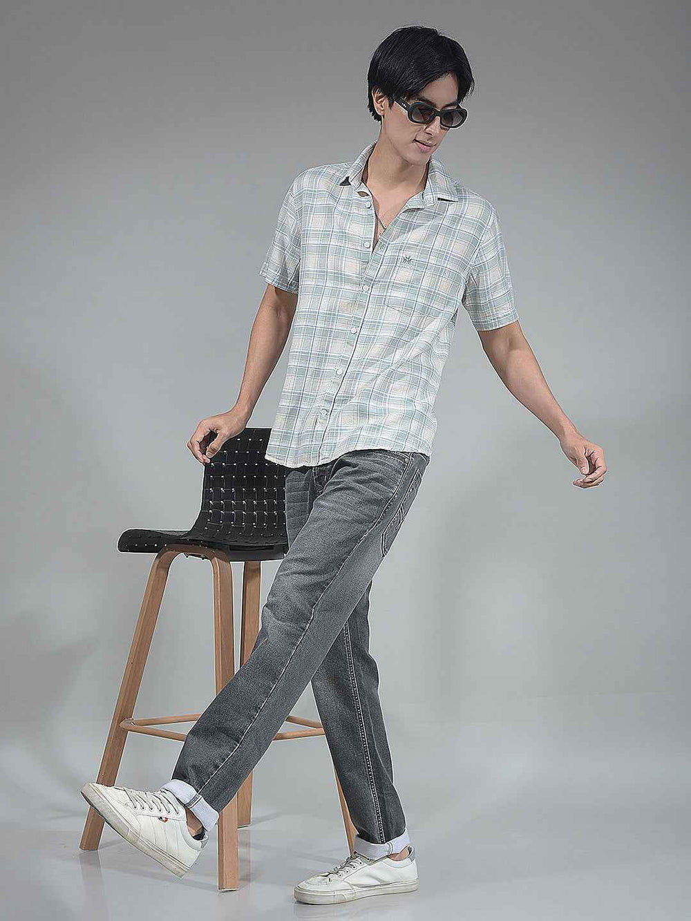 Green Checked Linen Shirt