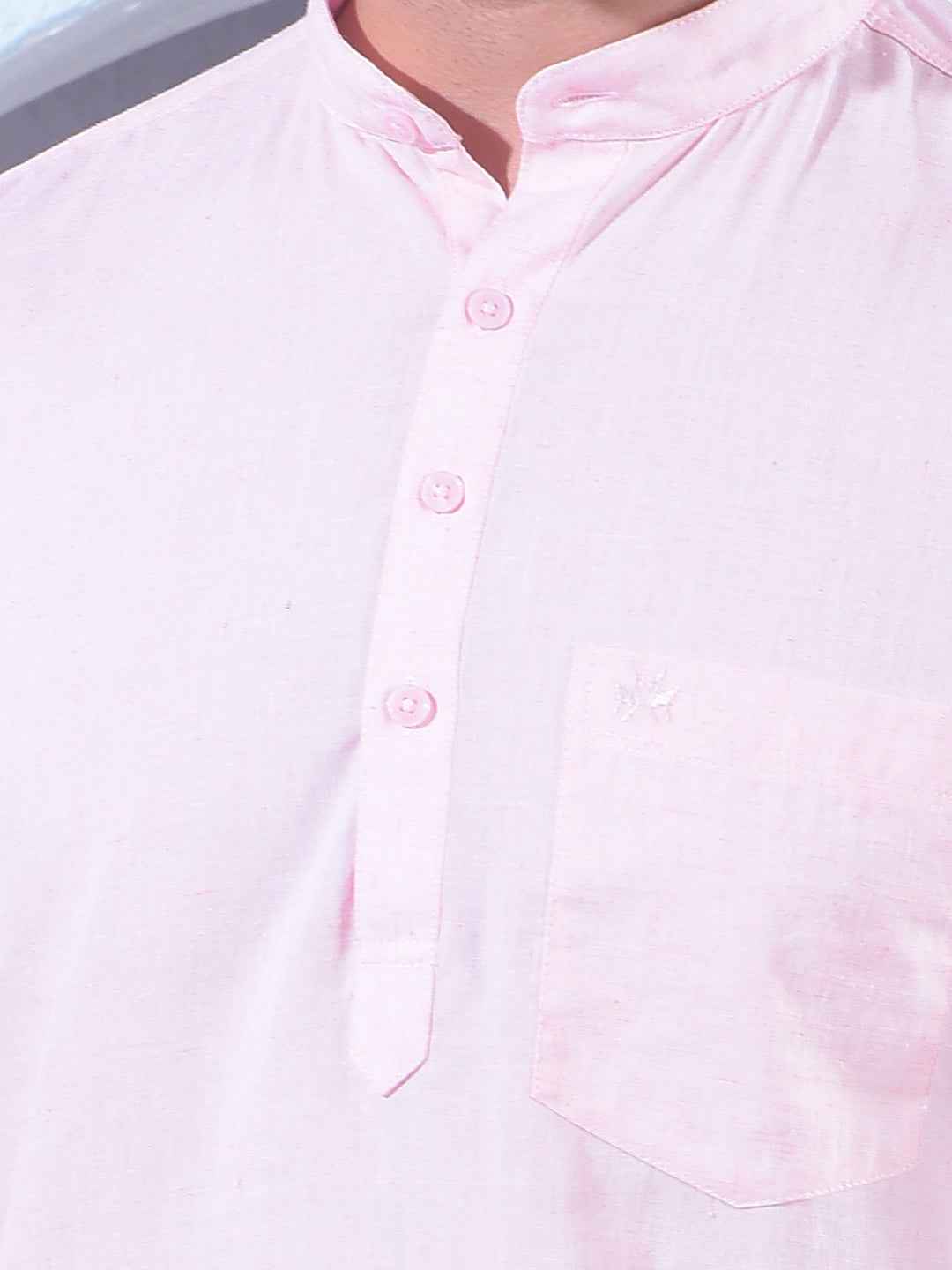 Gentle Blush Pink Linen Kurta