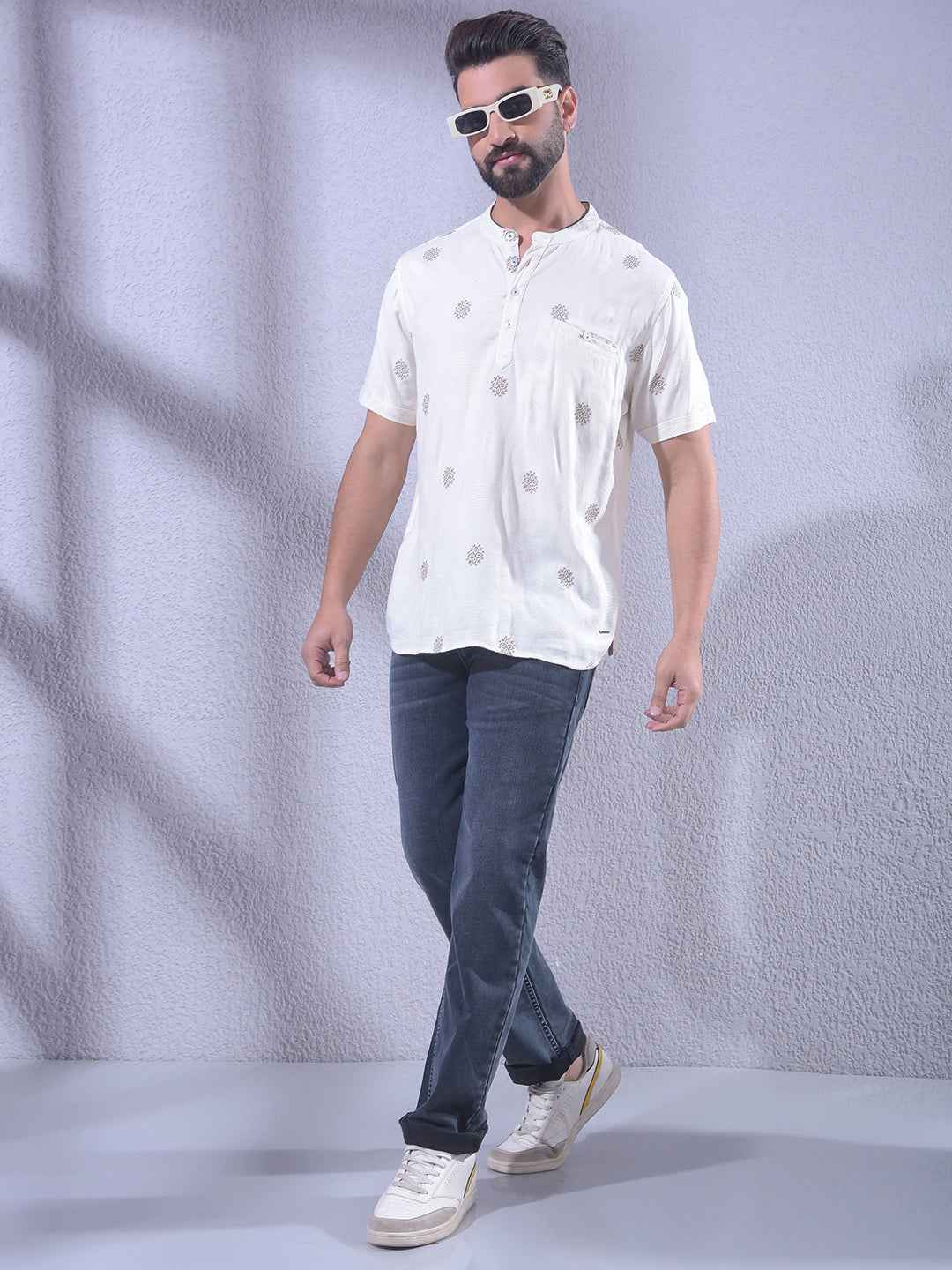 Luxurious Beige Jacquard Weave Kurta