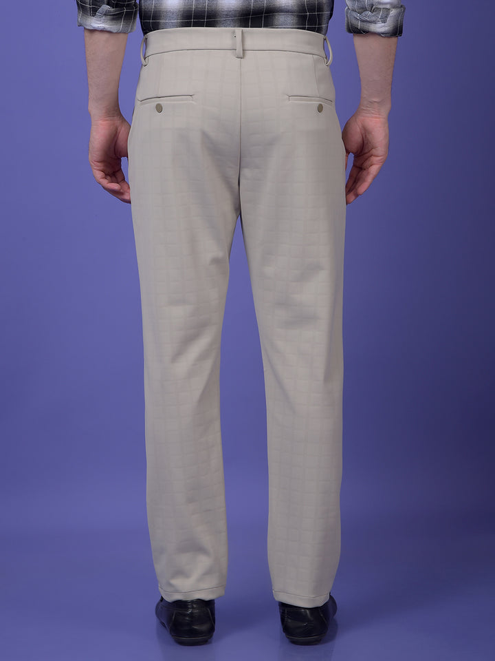Elevated Beige Checked Trousers