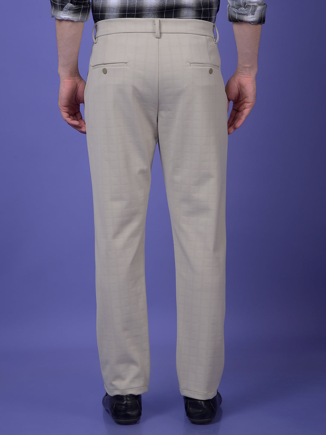 Elevated Beige Checked Trousers