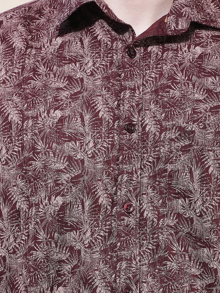 Maroon Floral Print Shirt