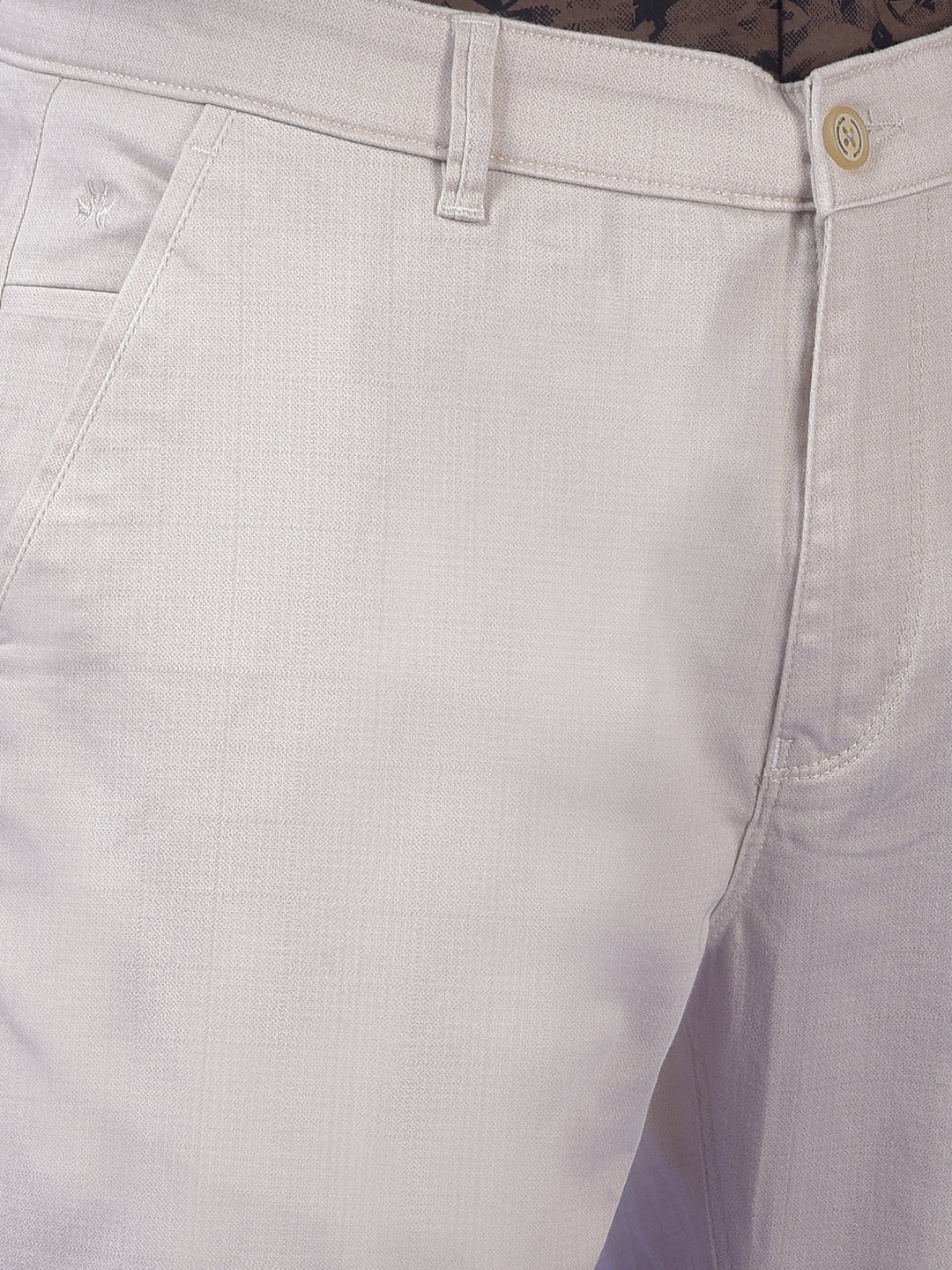Beige Printed Trousers