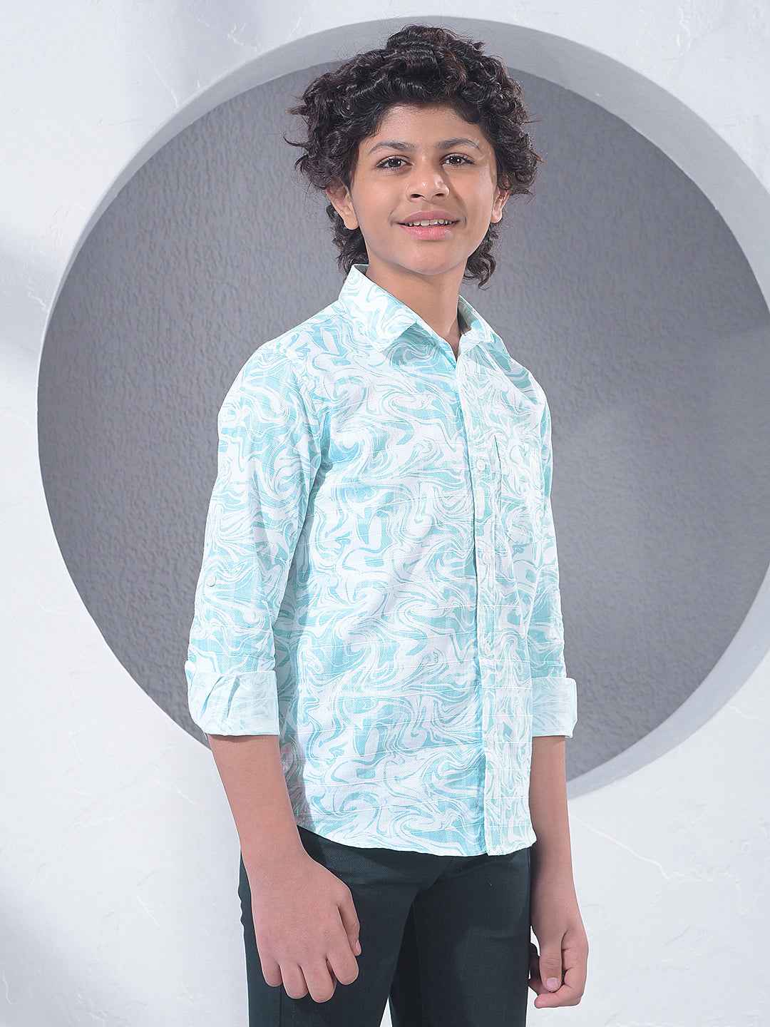 Green Printed 100% Cotton Shirt