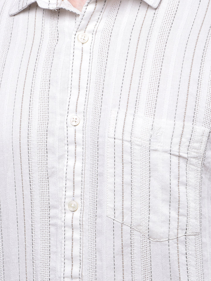 White Vertical Stripes 100% Cotton Shirt