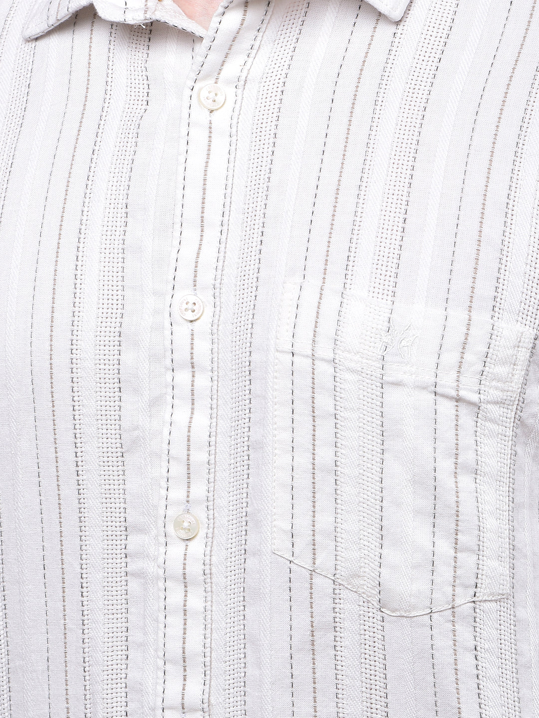 White Vertical Stripes 100% Cotton Shirt