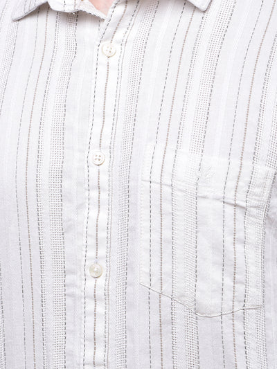 White Vertical Stripes 100% Cotton Shirt
