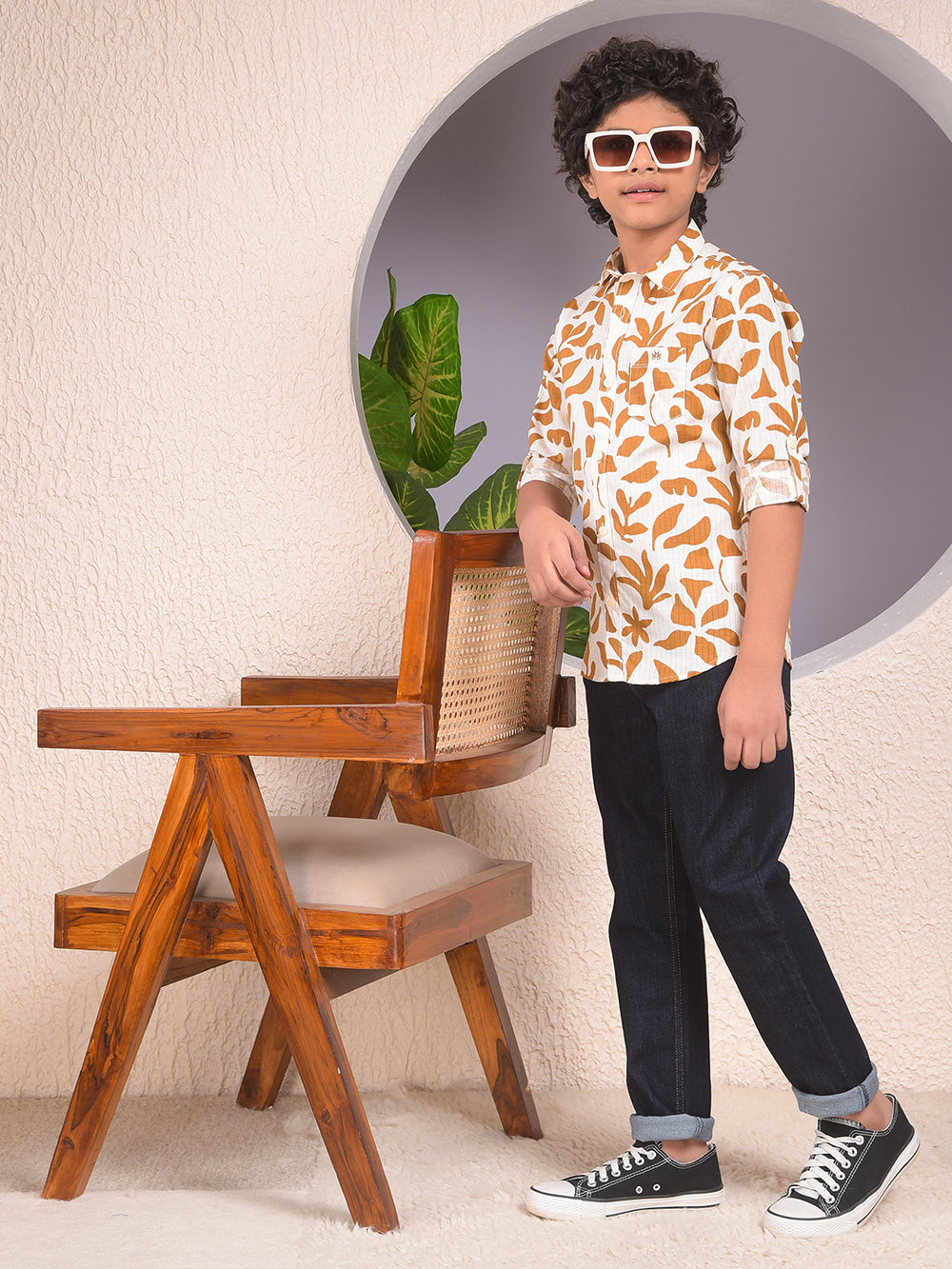 Brown Floral Print Shirt