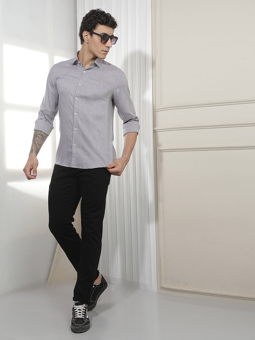 Grey Casual Linen Shirt