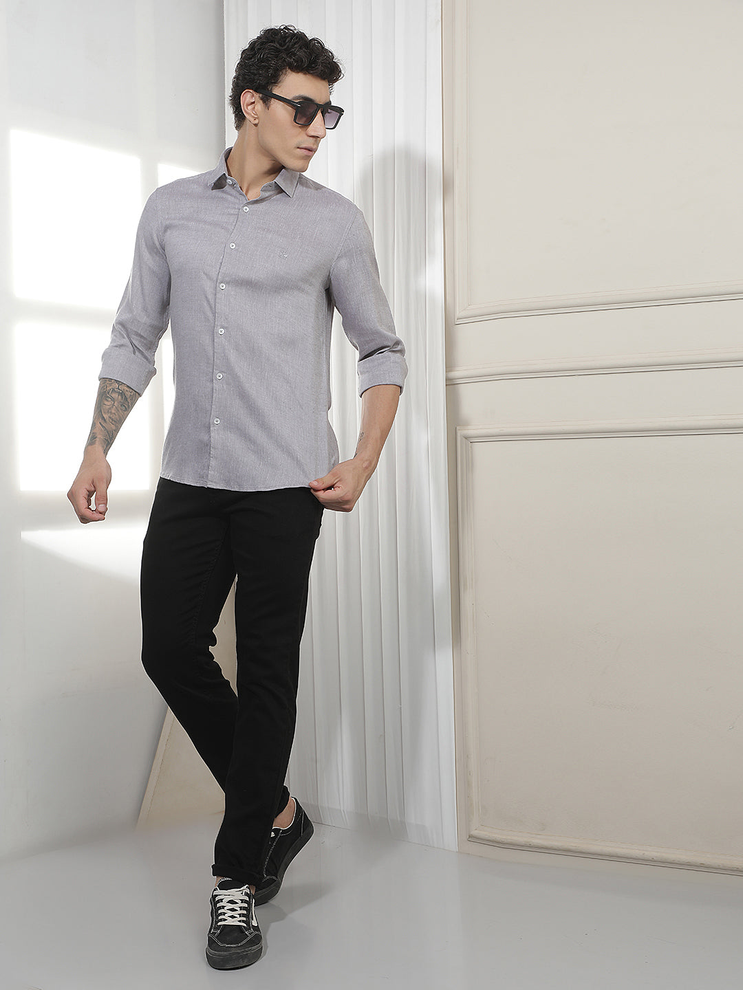 Grey Casual Linen Shirt
