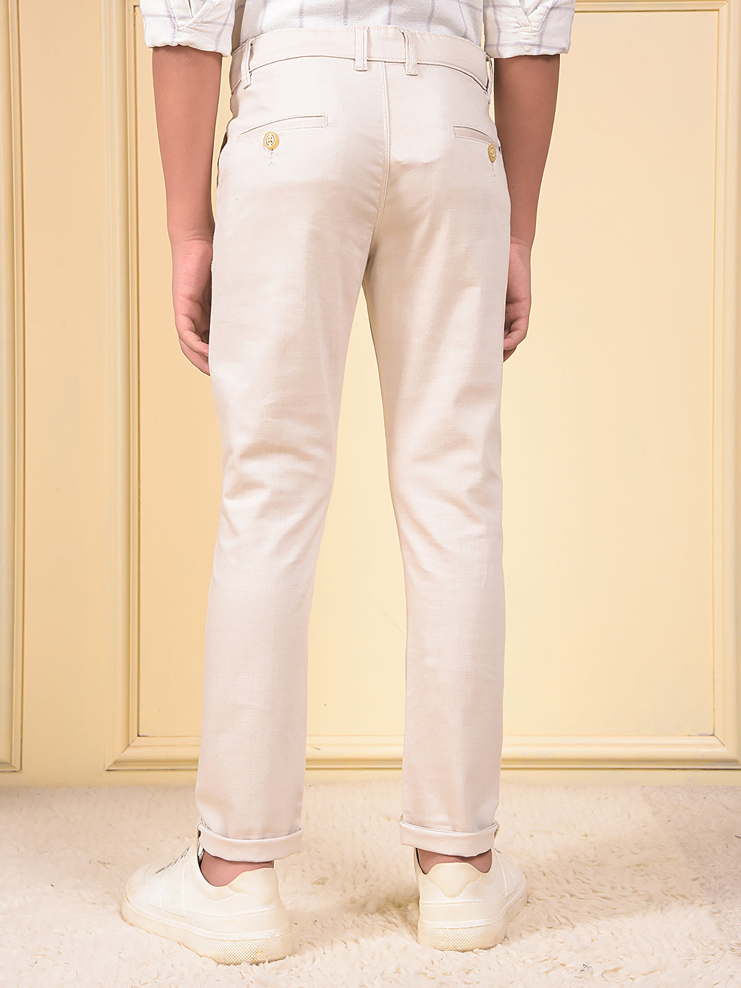 Beige Printed Trousers