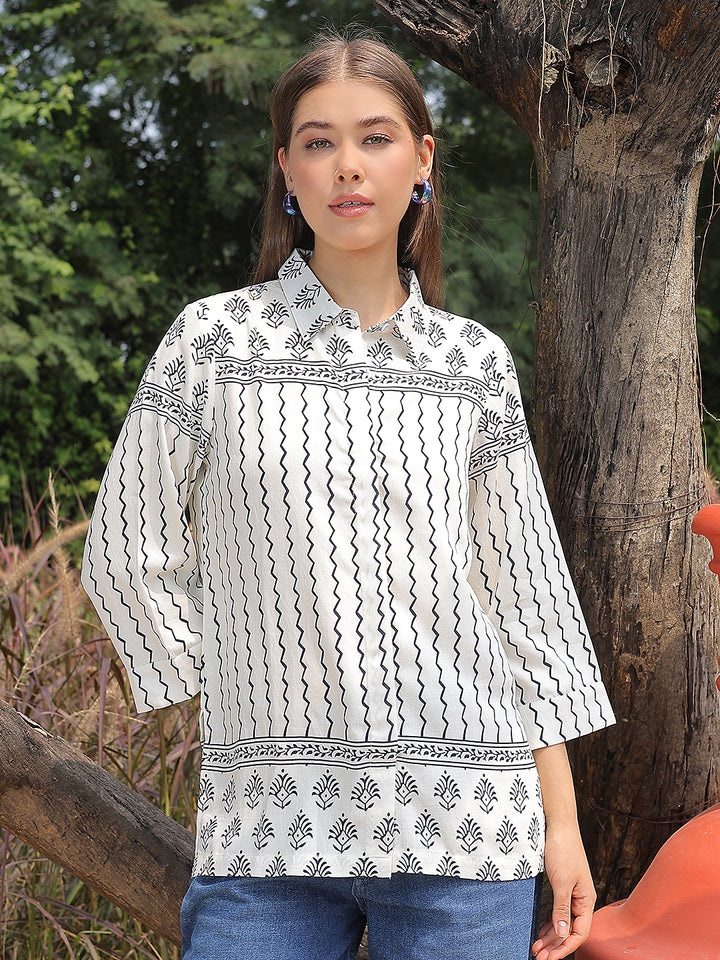 Off White Motifs Print Shirt