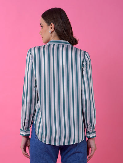 Green Vertical Stripes 100% Modal Shirt