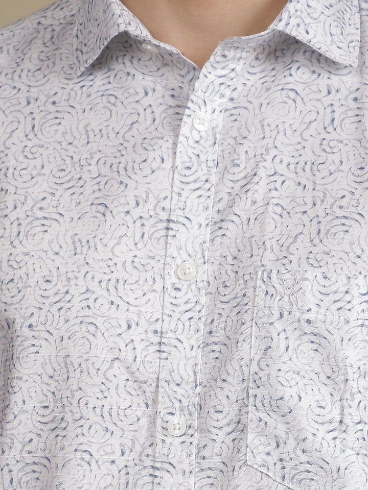Blue Geometric Print 100% Cotton Shirt