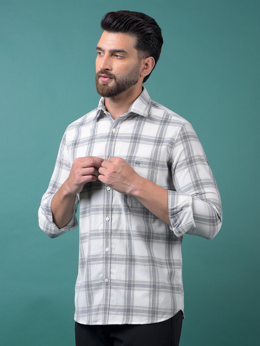 White Checked 100% Cotton Shirt