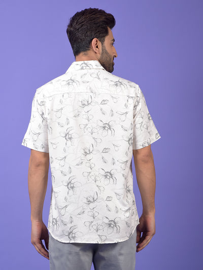 White Floral Print Shirt
