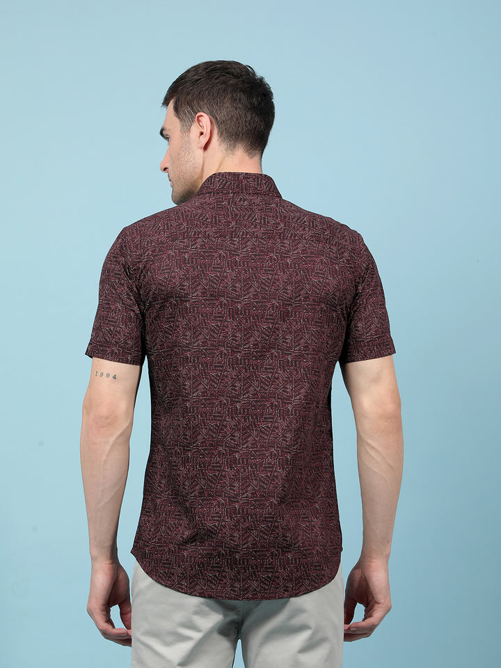 Green Floral Print 100% Cotton Shirt-Men Shirts-Crimsoune Club