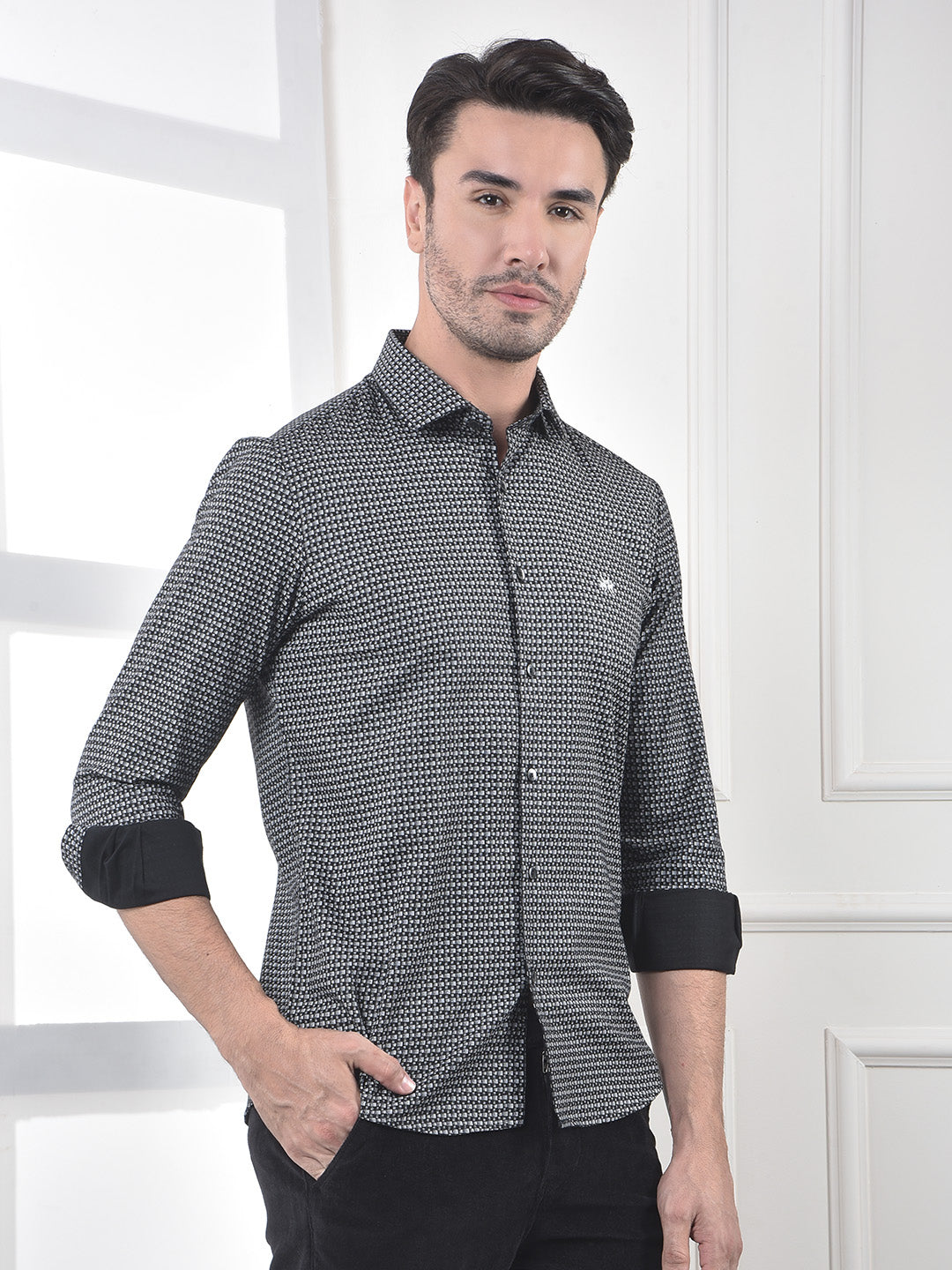 Black Printed 100% Cotton Shirt