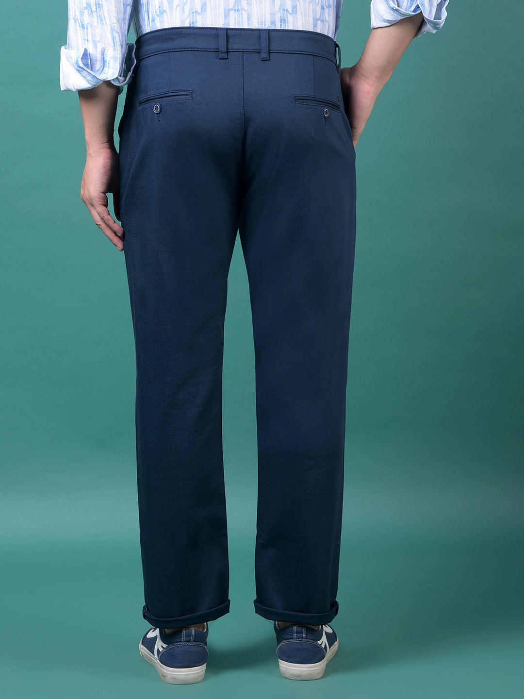 Navy Blue Printed Trousers