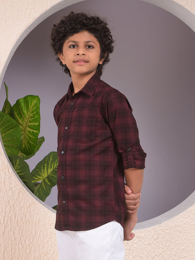 Maroon Checked 100% Cotton Shirt