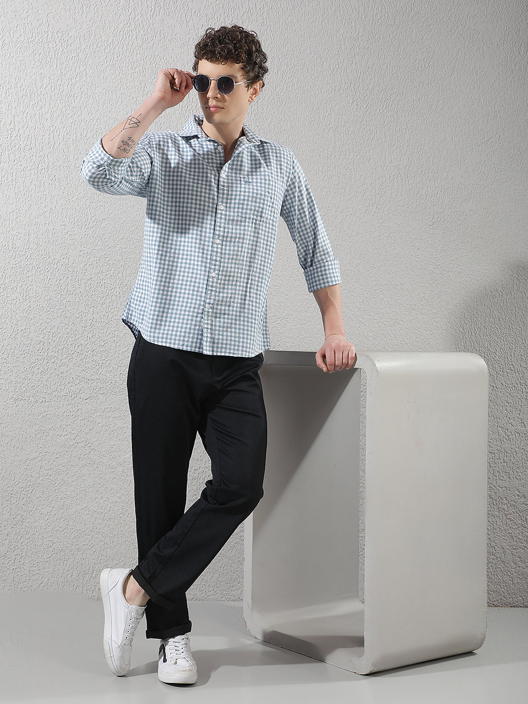 Green Checked Linen Shirt