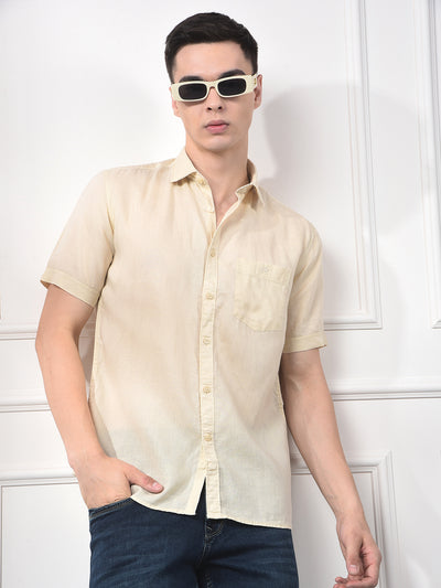 Pale Sand Half Sleeve Linen Shirt
