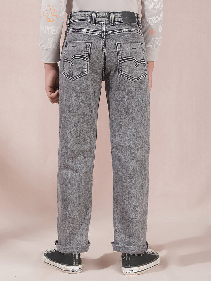 Grey Heavy-Fade Baggy Jeans