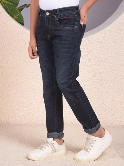 Sleek Dark Wash Slim Fit Blue Jeans