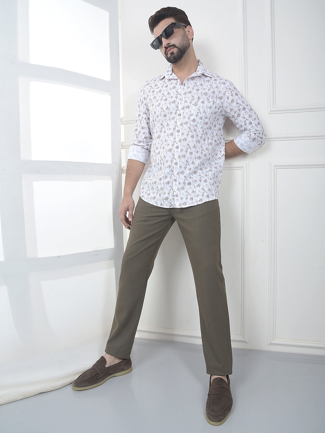 Brown Floral Print Shirt