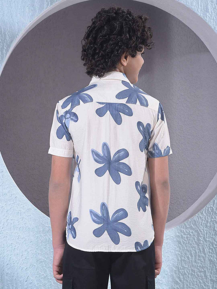Blue Floral Print Shirt